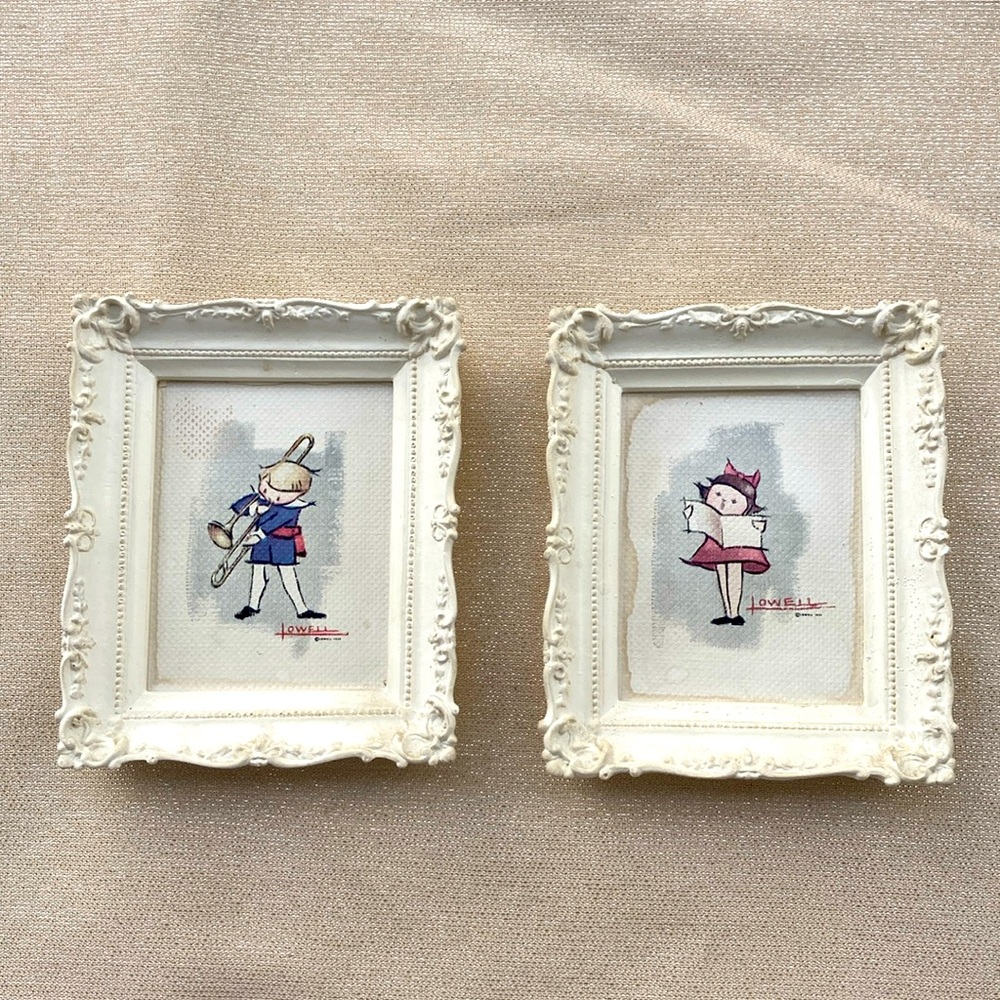 Lowell vintage Nix,Nixie and pep musical prints pair.